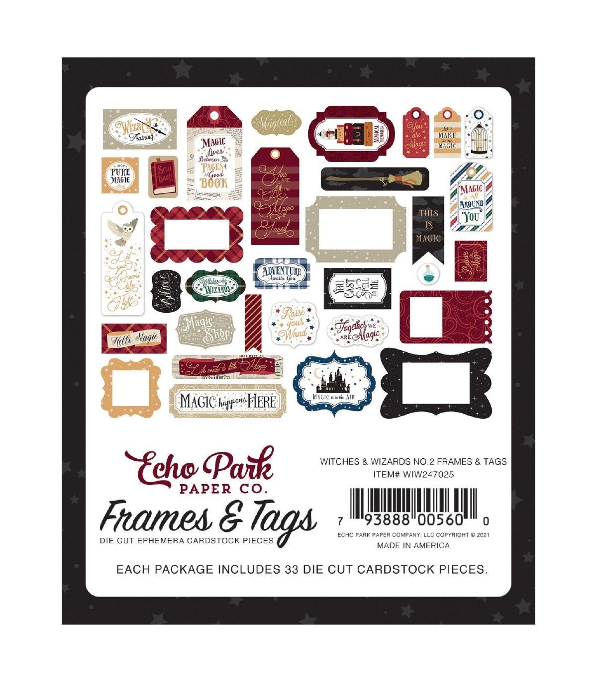 Echo Park Cardstock Ephemera 33/Pkg-Frames & Tags, Wizards & Company