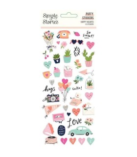 Happy hearts puffy stickers 43 piezas simple stories