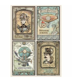 copy of Stamperia Voyages fantastiques cards papel arroz A4